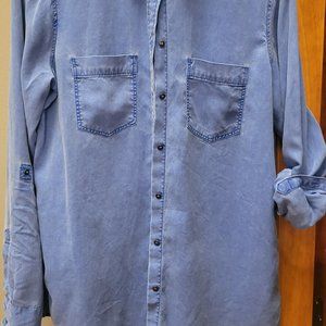 Express boyfriend blue shirt NWT medium